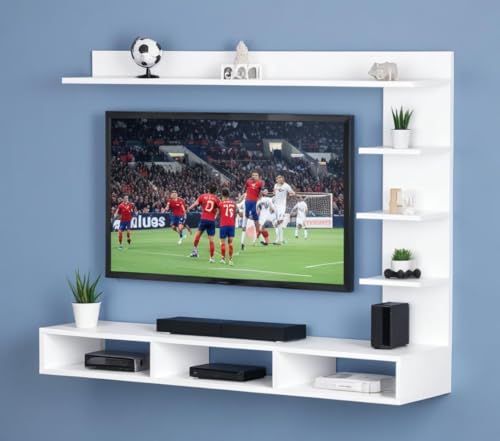 Image of Wooden handicrafts Dazzling C Style Cabinet Wall Rack Shelves Set MDF -Medium Density Fiber Home Decoration Wall Decor (Frosty White, C Style Tv Cabinet) | Wooden Handicrafts, MDF - Medium Density Fiber, Home Decoration Wall Decor, TV Cabinet