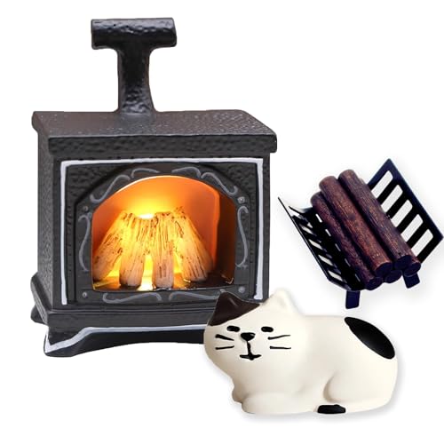 Johiux Wichtel Zubehör Weihnachten LED Wichtel Feuerstelle,Puppenhaus Wichtel Kamin Miniatur Stadtflamme Mini Lagerfeuer Zubehör,Miniatur Weihnachten Lagerfeuer.