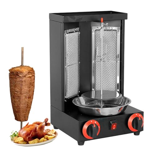 Máquina de cocción Shawarma de pollo, parrilla vertical giratoria de 360°, máquina Shawarma comercial de acero inoxidable, temperatura ajustable de 50 a 350 °C para fiestas de cocina en casa