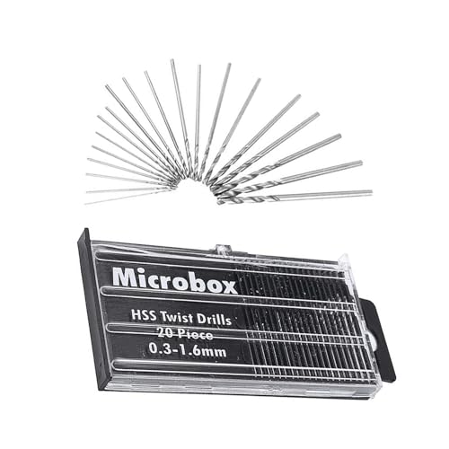 Mini Micro Taladro HSS Brocas,20 PCS 0.3mm-1.6mm Torcedura Brocas de Taladro Kit Helicoidales de Acero de Alta Velocidad Micro Taladro Jueg para Fabricación de Modelos