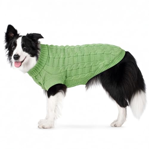 Image of Cozy Stretch Dog Turtleneck Sweater -Soft Warm Dog Knit Sweaters for Boy Girl Pets, Christmas Sweater Pullover for Small Medium Large Pup Winter Outfit,Green XL