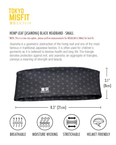 Image of Tokyo Misfit Japanese Headband Men & Women Sweat band (Asanoha-Black-Small) | Japanese patterns, Moisture wicking, Cooling headband, Breathable stretch fabric, Workout, Running, Exercise, Sports, Yoga