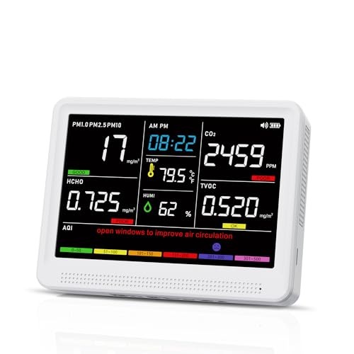 16 in 1 Air Quality Monitor Indoor 10h Battery & 5.5'...