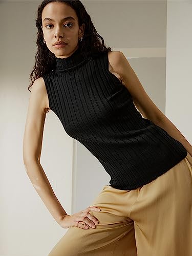 LilySilk Silk Cashmere Knit Top for Women Sleeveless High Neck Sweater Slim Fit Pullover Blouse Ladies Lightweight3