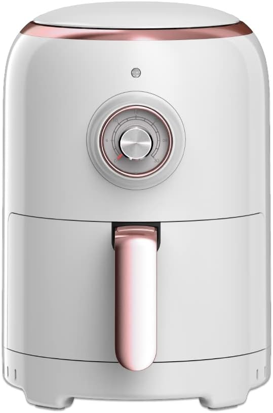 Aria Premium 2 Qt. Retro Style Ceramic Air Fryer, White/Rose Gold Trim Amazon.co.uk Home
