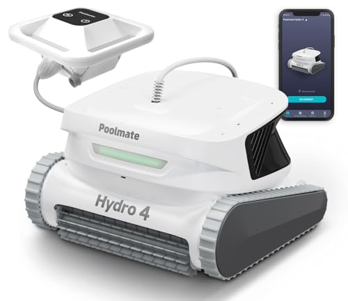 POOLMATE Hydro 4 Battery Robotic Pool Cleaner: Automatic Robotic Pool Cleaner Lasts 210 Mins...