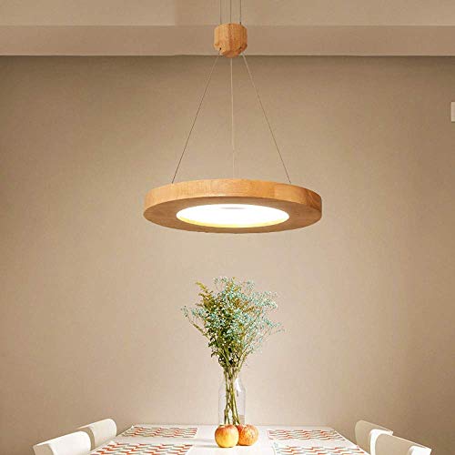 Lustre de salon moderne en bois massif et LED de 32cm pour salle à manger