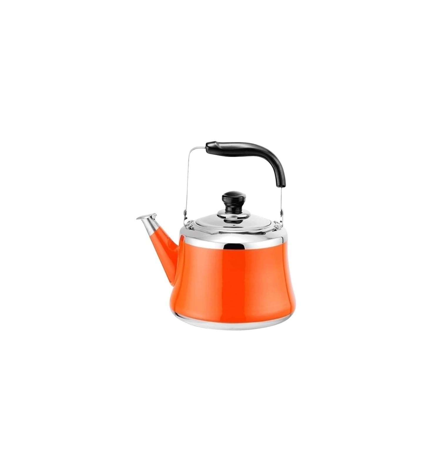 FGJsfhrDTU Stainless Steel Tea Pot with Heat-Resistant Ergonomic Handle, Whistling Kettle for Gas Hob(Orange,3L)