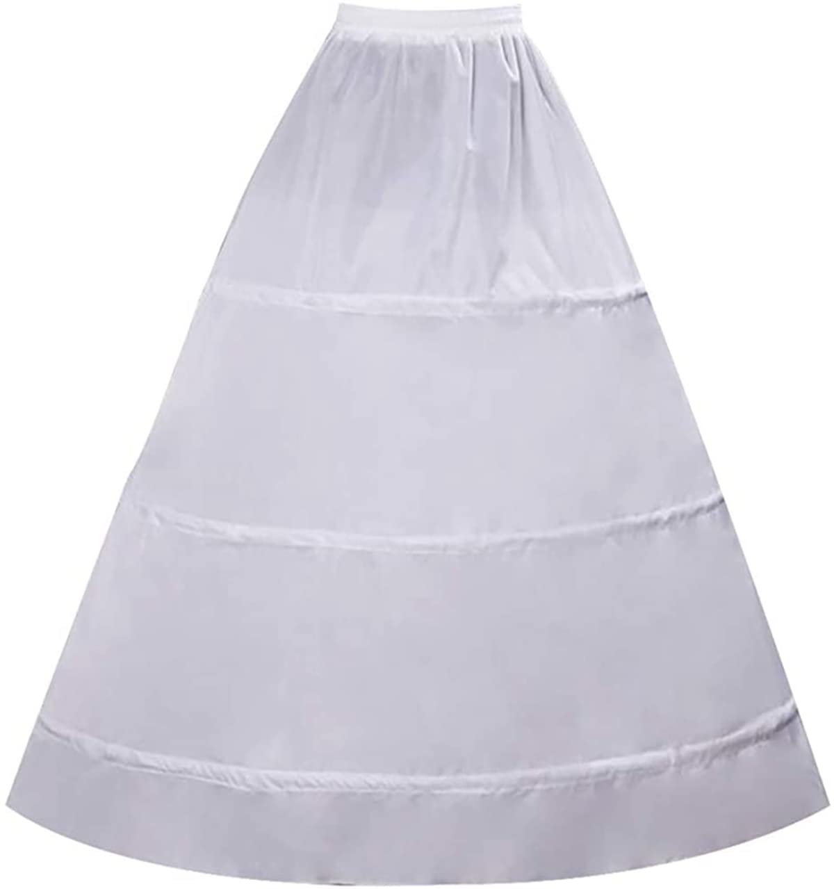 Rulta Women's White A-Line Full Length 3 Hoops Crinoline Petticoat Underskirt For Wedding Dress Ball Gown (3Hoops, )