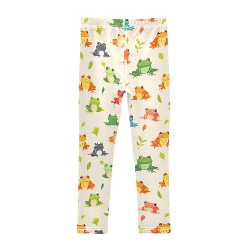 Wusikd Colorful Frogs Girls' Leggings Toddler Doodles Cartoon Kids Yoga Pants Dance Active Tights 4T2