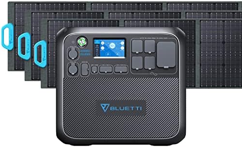 BLUETTI Solar Generator AC200MAX with 3 PV200 Solar Panels Included, 2048Wh Portable Power Station w/ 4 2200W AC Outlets, LiFePO4 Battery Pack Expandable to 8192Wh for Home Use, Road Trip, Emergency