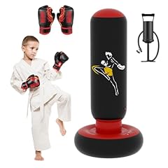 QPAU Boxsack für Kinder, hoher 168 cm, Geschenke für Jungen und Mädchen im Alter von 5–12 Jahren zum Üben von Karate, Taekwondo, MMA und zur Linderung von Pent-Up-Energie bei Kindern (Schwarz)