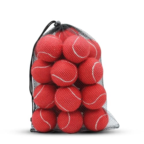 SHYUJAJIE Tennis Balls, 20 Pack Training Tennis Balls,High Elasticity Practice Tennis for Beginner, Exercise Playing Balls for Pet Dog (Red)