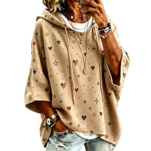 Womens Oversized Sweatshirt Half Sleeve Cute Batwing Sleeve Casual Tops - image 2