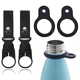 4 Pezzi Portabottiglie Acqua per Zaino e Cintura, Gancio Porta Borraccia con Fettuccia in Nylon e Anello in Silicone, Accessori per Trekking, Campeggio, Escursionismo e Viaggi, Nero