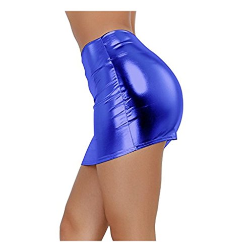 IGIG Women's PVC Leather Shiny Stretchy Metallic Liquid Wet Look Mini Skirt2