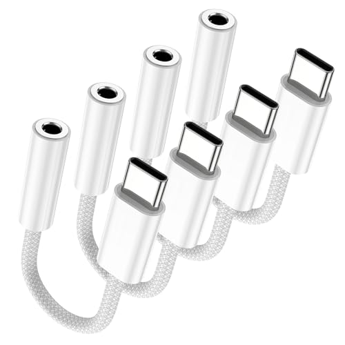 Fidioto 4 Pack USB-C to 3.5 mm Jack Adapter, Aux to USB C Adapter for Headphones Cable Compatible with iPhone 17/16 Pro Max/16 Pro/16/Samsung Galaxy S24/S23/S22/S21 Ultra/iPad Pro/Pixel 8 …