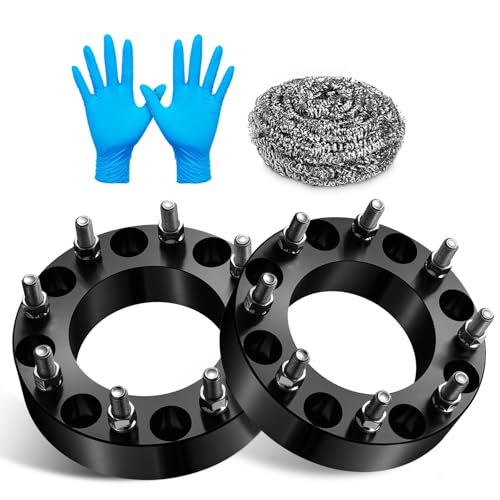 Image of BDFHYK 8x7 Wheel Spacers Thickness 2 Inch Compatible with Chevy 2011-2023 Silverado 2500 2500HD 3500 3500HD Sierra 2500 HD 3500HD, 8x180mm Forged 8 Lug M14x1.5 & 125mm Hub Bore, Set of 2 No Lip