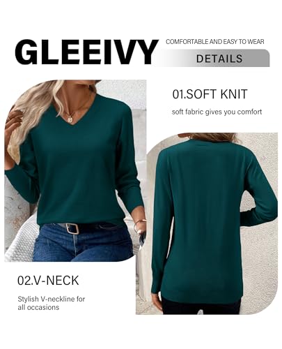 Image of Women's Spring Sweaters 2026 Casual Long Sleeve Pullover V Neck Lightweight Sweatshirts Cute Blouse Tops