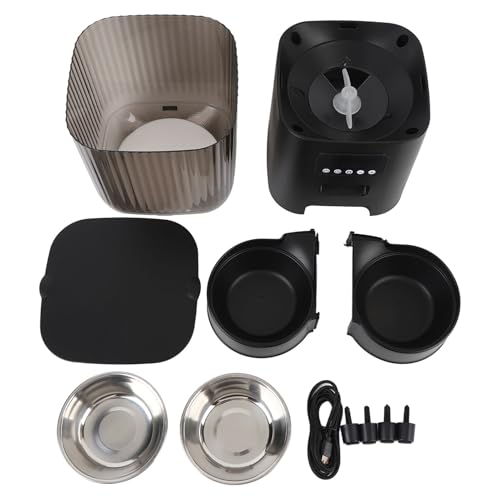 Comedero para Gatos automático con Temporizador, dispensador eléctrico de pienso 3L, Control por botón - Alimentación programada Segura, plástico Resistente, Ideal para Gatos y (Conchas Dobles)