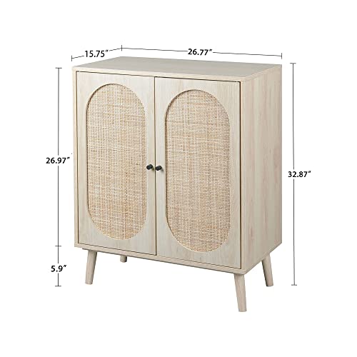 Qhitty Rattan Sideboard Buffet Cabinet, Accent Kitchen Storage Cabinet Console Table With Adjustable Shelves For Living Room, Dining Room, Bedroom (Natural) #TOP1