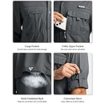 Men's Sun Protection Fishing Shirts Long Sleeve Travel Work Shirts for Men UPF50+ Button Down Shirts with Zipper Pockets - Image 5