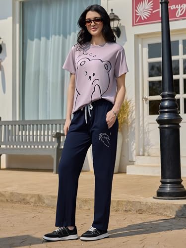 Image of ZEYO Night Suit for Women's Printed Night Dress of Top and Pyjama
