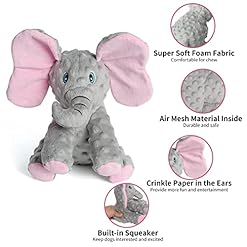 Alternative view of DODODOLA Dog Toys Puppy Toys Cute Squeaky Elephant Dog Toy with Crinkle Paper Stuffed Plush Animal Dog Toys to Keep Them Busy for Small Medium Large Dogs