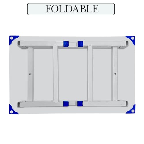 Image of Eduway Multipurpose Foldable White Board Laptop Table with 1 Duster & Marker | Heavy-Duty Portable Writing Desk for Bed, Study, Work from Home, Dining & Reading