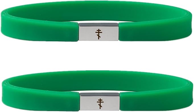 Russian Orthodox Cross Bracelet for Men Women, Silicone Stainless Steel Crucifix Crosses Cuff Bangle Religious Russia Ukraine Faith Reminder Jewelry Christian Gifts for Church Communion