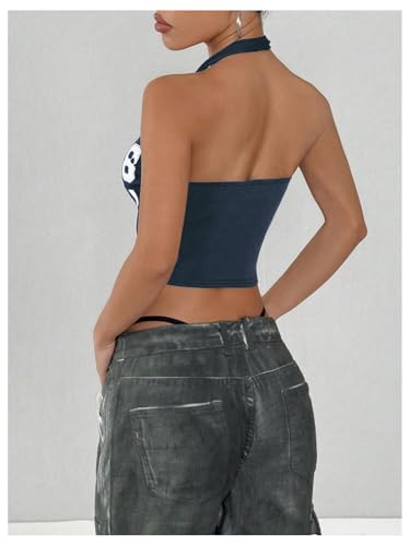 Milumia Women Graphic Jersey Shirts Backless Halter Top Sexy Deep V Neck Sleeveless Crop Tops Streetwear2
