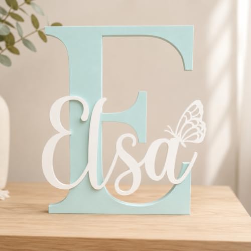 Miniatura 10 de Tres Aristas Letra Decorativa Personalizada Con Mariposa, Dinosaurio O Balon. Regalo Para Niños Y Bebés. Decoración Habitación Infantil, Comuniones, Candy Bar Y Mesas Dulces. Color Y Medida A Elegir