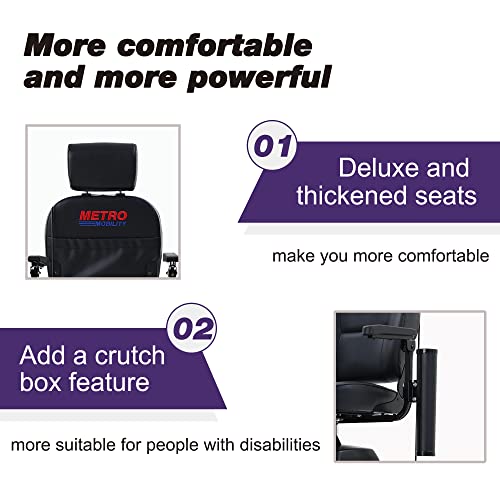 Metro Mobility - 2023 New 4 Wheel Outdoor Mobility Scooter - Adult Mobility Scooter 300 Lbs Foldable - Battery - 12V12Ah*2Pcs, Max Range 16 Miles (Purple) #TOP4