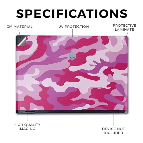 Image of Laptop Skin Compatible with Alienware M16 R2 (2024) - Pink Camo - Premium 3M Vinyl Protective Wrap Decal Cover - Easy to Apply | Crafted in The USA by MightySkins