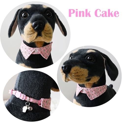 BT Bear Cute Style Small Dog Collar with Bell Adjustable Quick Release Cat Collars for Small Dogs Puppy,Pink Cake - Image 4