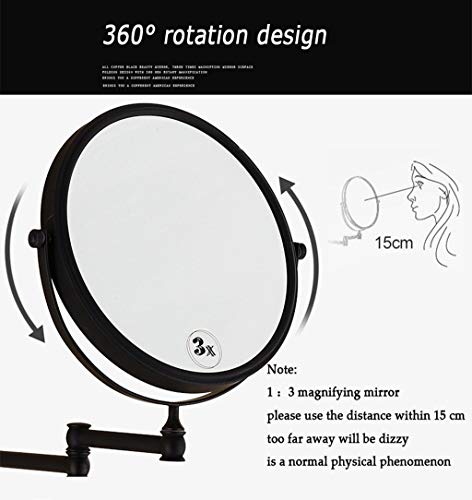 Miroir de maquillage double face avec extension murale noire - 4