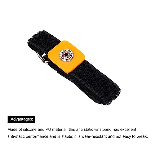 Image of MECCANIXITY ESD Anti Static Wrist Strap, 11.8 Inch 3Pcs Stick Buckle Adjustable Antistatic Bracelet for Computer Electronics Repair Black