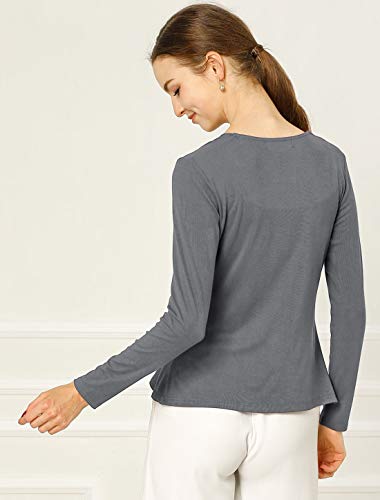 Image of Allegra K Women's Tie Front Sweater Dressy Casual Cardigan Draped Ruffle Shrugs for Women Dresses 3X-Large Grey