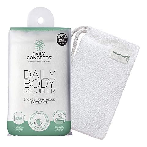 DAILY CONCEPTS Daily Body Scrubber, Soy-Based And Organic Cotton. For The Whole Body. The Bath Sponge Deeply Cleanses The Skin And Creates A Rich Foamy Lather. Exfoliation Cover