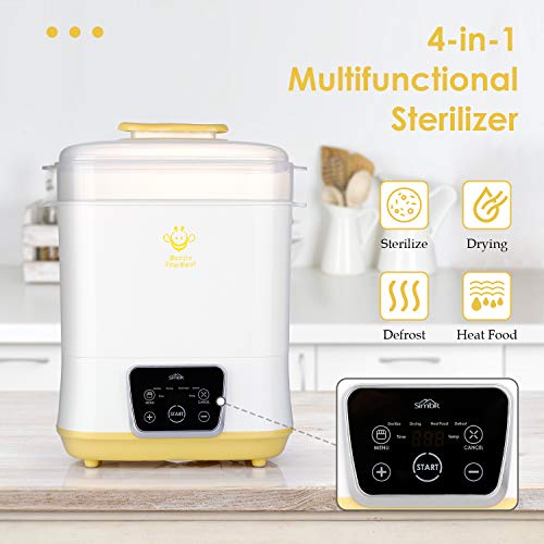 SIMBR Baby Bottle Warmer, Bottle Sterili-zer and Dryer 600W, 12 Bottles Capacity, 5-in-1 Multifunctional Electric Steam Sterili-zer with LED Touch Screen, 360° Steam Dis-Infection & Drying, BPA Free - Thumbnail 5
