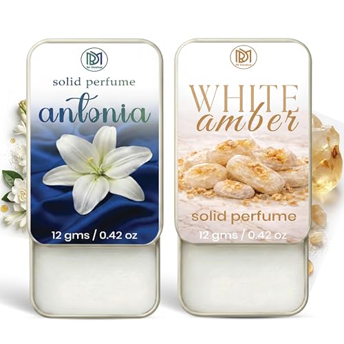 Image of Dr.Mashur Solid Perfume |Antonia&White amber Alcohol Free Wax Perfume Balm, Long Lasting | Pocket Tin 12g, Pack Of 2| Non Greasy Smooth Glide, Travel Friendly Unisex Gifts He Or Her