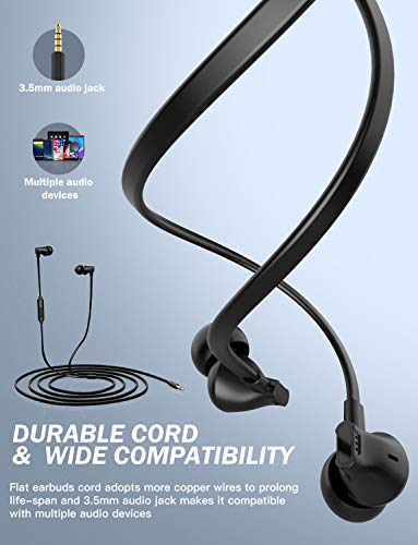 Earbuds with Microphone, Vogek Earphones Noise Isolating, in-Ear Headphones with HiFi Stereo & Powerful Bass 3.5mm Interface Compatible with iPhone and Android Smartphones, iPad, iPod, MP3 Players - Thumbnail 3