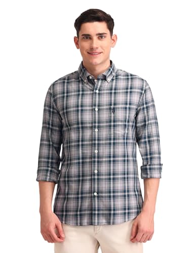Image of U.S. POLO ASSN. Men's Pure Cotton Regular Fit Grid Tattersall Checked Shirt