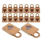 POPETPOP 30 Unidades Unidades Cajas de Vino de Papel Kraft con Ventana Transparente y Asa Colgante Cajas de Embalaje Resistentes para Botellas Vacías para Decoración de Fiestas Dulces y