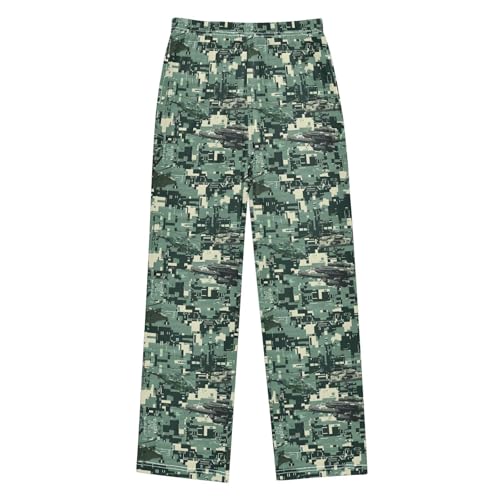 Pajama Bottoms, Camouflage Helicopters Pattern Pajamas Pant Lounge Wear Sleep Long Pants Casual Sleepwear PJS