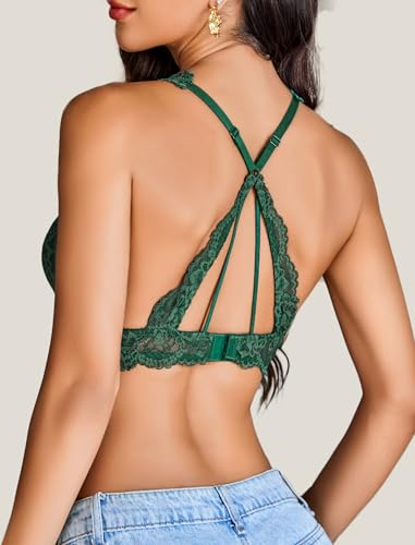 Image of Avidlove Lace Bralettes for Women Wireless Unpadded Bras Racerback Cami Tops Basic Sexy Strappy Everyday Lingerie