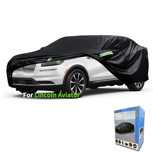 Image of Custom-Fit for Lincoln Car Cover, 7 Layers Car Cover Waterproof All Weather for Automobiles, Outdoor Full Cover Rain Sun UV Protection with Zipper (Black,for Lincoln Aviator)