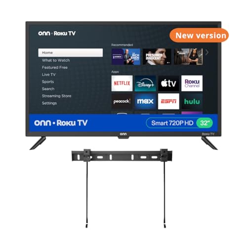 ONN 32-inch Roku Smart TV LED + Free Wall Mount with Wi-Fi Connectivity and Mobile App | Flat Screen TV Compatible with Apple Home Kit | Alexa and Google Assistant (Renewed)