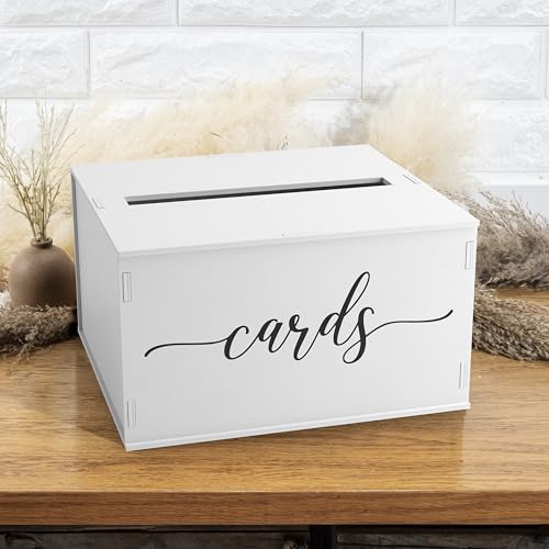 Image of Wooden Wedding Card Box with Slot and Lid | Graduation Card Box for Party 2026 | Grad Gift Money Envelope Holder for Reception, Bridal Shower, Birthday, Retirement | Rustic Keepsake Decorations