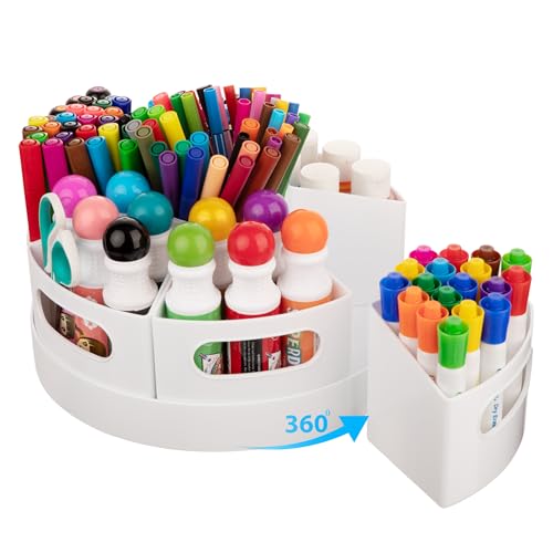 Rotating-Art-Supply-Organizer-7-Removable-Compartments-White Rotating Art Supply Organizer, 7 Removable Compartments, White - Image 1